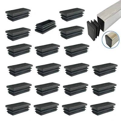 Afbeelding van YouU 50 x 25 mm buisstop, voetdoppen, zwart, van kunststof, 21 stuks lamellenstop, kunststof lamellenpluggen voor rechthoekige buizen