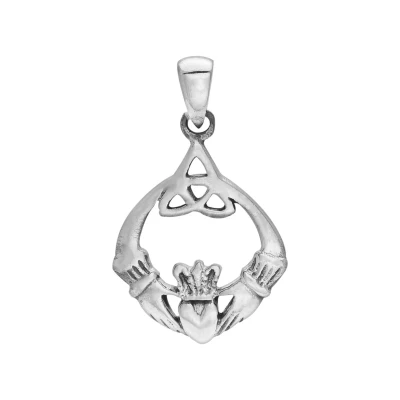Afbeelding van Zilveren hanger, Claddagh met triquetra