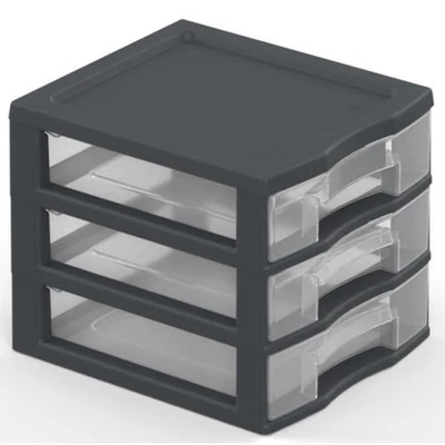 Afbeelding van Sundis Mini Storage TOWER TAG A6 formaat 3 laden met labelhouder en anti valsysteem 0455002 Antraciet