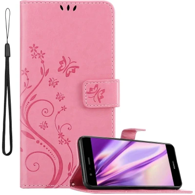 Afbeelding van Cadorabo Hoesje geschikt voor Huawei P10 LITE in Bloemen ROZE Beschermhoes Case Cover magnetische sluiting