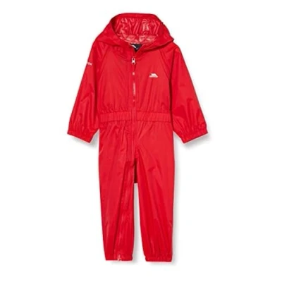 Afbeelding van Trespass Kinderbutton waterdicht regenpak met capuchon, rood, 18 24 maanden EU