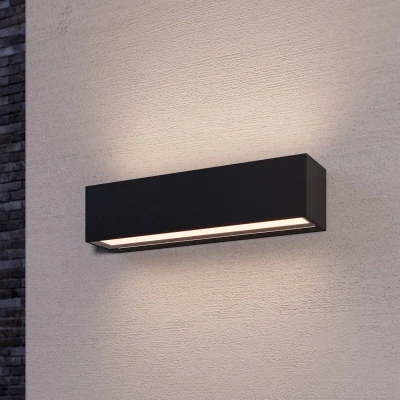 Afbeelding van Lucande LED wandlamp buiten 24 lichts aluminium, glas H: 6 cm grafiet, gesatineerd Inclusief lichtbronnen