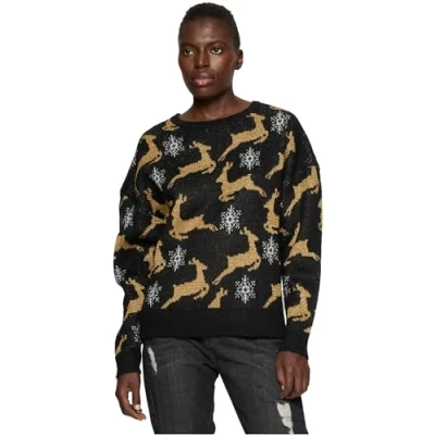Afbeelding van Urban Classics Oversized Christmas Trui, Dames, Maat: 4XL, Blackgold