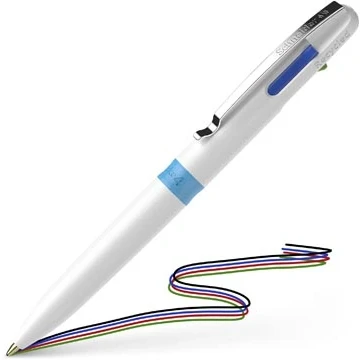 Afbeelding van 10x Balpen Schneider Take 4 wit/licht blauw