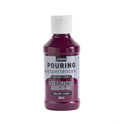 Afbeelding van Pébéo Pouring Experiences Acrylverf om te gieten, gebruiksklaar en voorgemengd, ideaal voor vloeibare kunst, acryl, donker magenta, 118 ml, milliliter