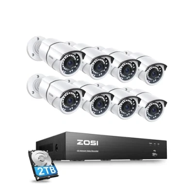 Afbeelding van ZOSI 5MP 3K POE Buiten Bewakingscamera Set met 8 Wired Netwerk IP Camera&#039;s, 8CH NVR 2TB HDD voor 24/7 Opname