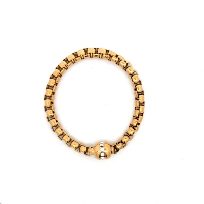 Afbeelding van Stevige gouden schakel armband met zirkonen ingelegde bedel