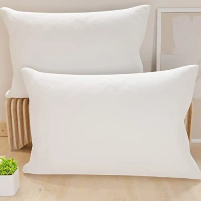 Afbeelding van PETTI Artigiani Italiani Set van 2 kussenslopen 50 x 30 cm, effen witte kussenslopen, kussensloop 100% microvezel, hypoallergeen, gemaakt in Italië
