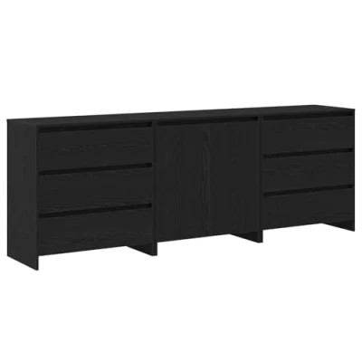 Afbeelding van vidaXL Sideboard Set van 3 Zwart eiken Bewerkt hout Medium