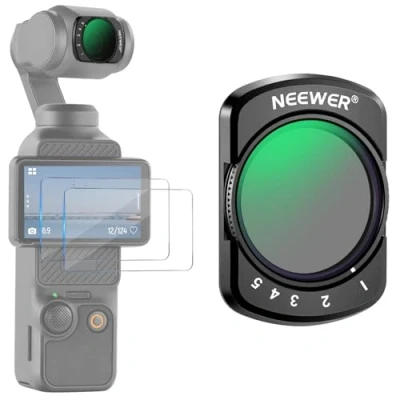 Afbeelding van NEEWER Variabel ND2 32 filter compatibel met DJI Osmo Pocket 3, magnetisch 1 5 beperkte stops verstelbaar ND filter, action camera accessoires, HD optisch glas, inclusief 2 LCD schermbeschermers