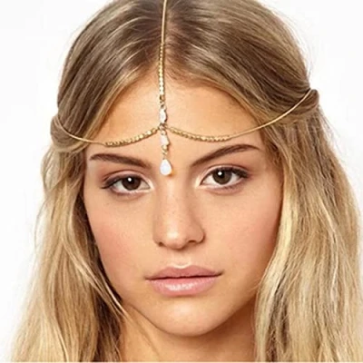 Afbeelding van Prosy bruids strass hoofd keten zendspoel haarband haar stuk festival sieraden voor bruid en bruidsmeisjes (zilver)
