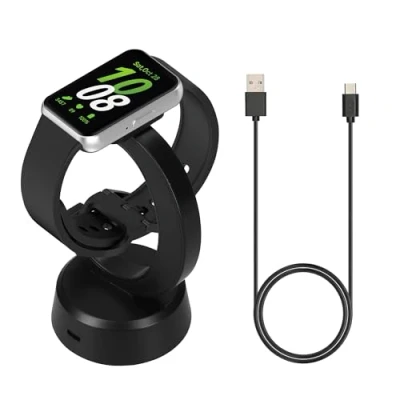 Afbeelding van kwmobile sporthorloge laadstation geschikt voor Samsung Galaxy Fit 3 oplader Smartwatch lader en houder Met magneet 100 cm kabel in zwart