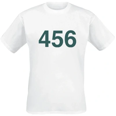 Afbeelding van Squid Game Player 456 T shirt wit 3XL Katoen Heren Fan merch, TV series