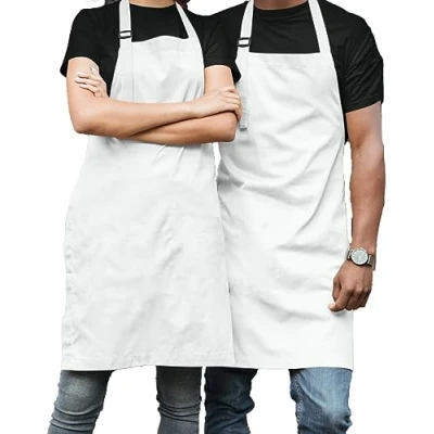 Afbeelding van Morefaz, 2 of 1 Pak Uniseks Verstelbare Schort, Koken, Chef kok, Vrouwen, Mannen, Schorten voor Thuis, Keuken, Restaurant, Koffiehuis, Katoen, Wit, Eén Maat