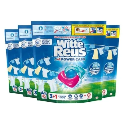 Afbeelding van 4x Witte Reus Wasmiddelcapsules 3+1 Power Caps Was 45 stuks