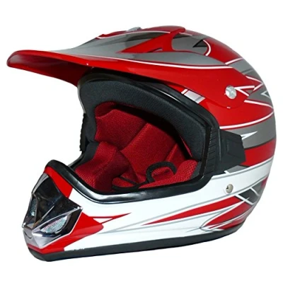 Afbeelding van Protectwear V310 RT S kindercrosshelm, kindermotorhelm Max Racing, maat (Youth XL), rood/zilver/wit glans