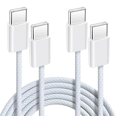Afbeelding van Anysea USB C naar kabel 60 W: type kabel, 2 stuks, 1 m, 3 A, snel opladen, nylon gevlochten koord, compatibel met iPhone 16 15 Pro Max Galaxy S24 S23 Pixel iPad Pro/Air MacBook