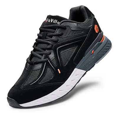 Afbeelding van Sneakers voor heren, extra brede pasvorm, wandelschoenen, comfortabele loopschoenen platte voeten, plantaire fasciitis Rebound Core, Zwart, 8.5 UK XX Wide