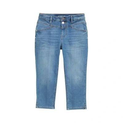 Afbeelding van TOM Tailor KATE Capri Jeansshort, Dames, Maat: 29, Light stone wash denim