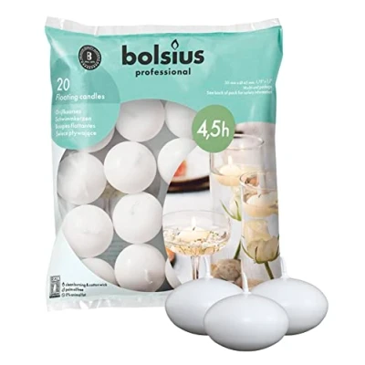 Afbeelding van bolsius 103632053702 drijvende kaarsen wax wit, Sans parfum, 4,5 cm w x 3 h