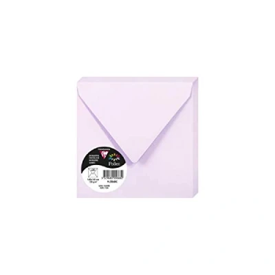 Afbeelding van Clairefontaine 5868C verpakking met 20 enveloppen, rubber, vierkant formaat, 14 x cm, 120 g/m², kleur: lila, uitnodigingen voor evenementen en matching, pollen premium papier glad