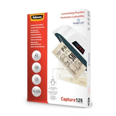 Afbeelding van Fellowes Lamineerfolie A3 ImageLast, 125 micron (2 x micron), 100 stuks, transparant met uitlijningshulp. Ideaal voor foto&#039;s en informatieopmerkingen optimaal contrast.