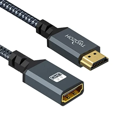 Afbeelding van Twozoh HDMI verlengkabel 0,3M, mannelijk naar vrouwelijk, hoge snelheid, 3D/4K@60Hz, 1080p