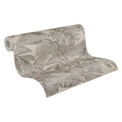 Afbeelding van A.S. Création Behang Bloemen bruin grijs beige Casual Living wandbehang 393402 hoogwaardig vliesbehang voor slaapkamer 10,05 m x 0,53 Made in Germany