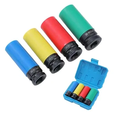 Afbeelding van TOPWAY 1/2 Inch Drive Wheel Protector Impact Deep Socket Set 17 mm 19 21 22 4 stuks