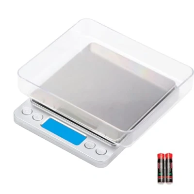 Afbeelding van UNIWEIGH Digitale keukenweegschaal, 3kg/0.1g Pocket Food Scale Meet in gram en oz voor verliesgewicht, koken bakken, sieraden, hoge precisie gramschaal met 6 eenheden, kleine koffieweegschaal 2 dienbladen, LCD, Tarra