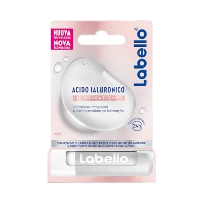 Afbeelding van Labello hyaluronzuur Lip Hydratation Plus Rosé 5,2 g, ultralichte lippenbalsem, lippenbalsem met voor volledig gepofte lippen, 24 uur vocht