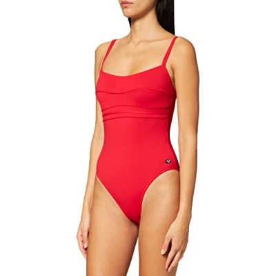Afbeelding van Hogedrukprint A1001 badpak uit één stuk effen kleur dames, Kleur: rood, 38, 38