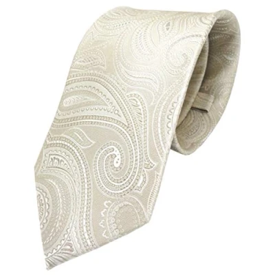 Afbeelding van TigerTie Designer zijden stropdas in paisley patroon 100% zijde, Beige Crème Zilver, Krawattengröße: ca. Länge 150 cm, Breite 8 cm