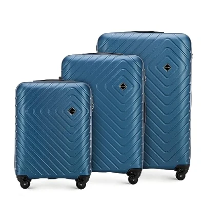 Afbeelding van WITTCHEN Cube collectie Set 3 koffers ABS met een ruwe textuur Telescopische handgreep Cijferslot 4 zwenkwielen Maat (S+M+L) Donkerblauw
