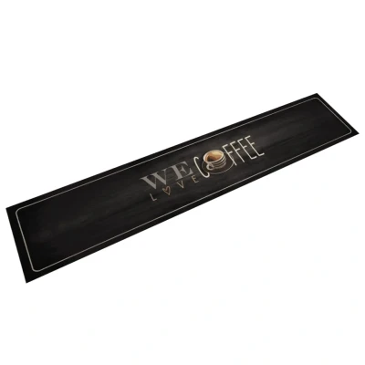 Afbeelding van Keukenmat wasbaar koffietekst 60x300 cm fluweel