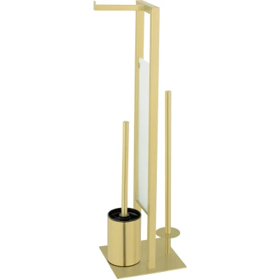 Afbeelding van WENKO Toiletbutler Rivalta RVS mat goud Toiletborstel met houder, Toiletrolhouder en Reserverolhouder