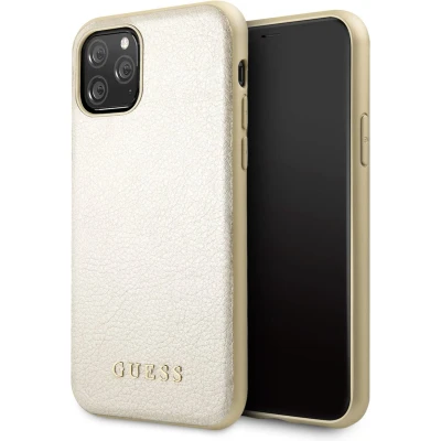 Afbeelding van iPhone 11 Pro Backcase hoesje Guess Effen Goud Kunstleer