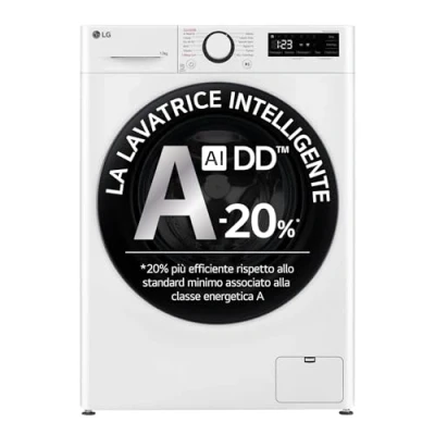 Afbeelding van LG AI DD F4R3013NSWB wasmachine klasse A 10%, voorlader serie R3, 13 kg, 1400 omwentelingen, AIWash, stoomreiniging, Direct Drive motor, Smart Diagnosis, vrijstaand, wit