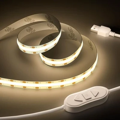 Afbeelding van OULARA USB COB ledstrip, 5 V, natuurlijk wit, 4000 K, 3 m, dimbaar, 960 leds, flexibele ledstrip met geheugenfunctie voor tv achtergrondverlichting, slaapkamer, spiegel