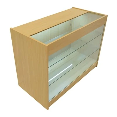 Afbeelding van Esdoorn Winkel Toonbank LED Verlichting K1200 Afsluitbaar Schuifdeuren 2 Sleutels Detailhandel Opbergkast Glas Vitrine Display Kast Receptie Bureau 3 Planken Koele Witte Lampen