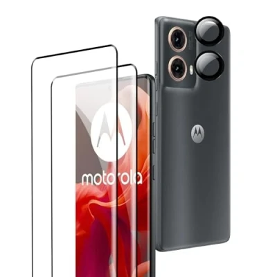 Afbeelding van Rojeuinn Pantserfolie voor Motorola Moto G85 5G, beschermfolie, 2 stuks veiligheidsglas + camerabescherming, 9H hardheid, krasbestendig, HD displaybeschermfolie