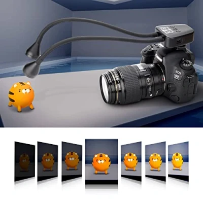 Afbeelding van JJC Macro armlicht, led camera licht met geïntegreerde accu, 5600K 24000Lux 10 niveaus instelbare helderheid verlichting Cold Shoe Mount 1/4 schroef lamp geschikt voor close up fotografie