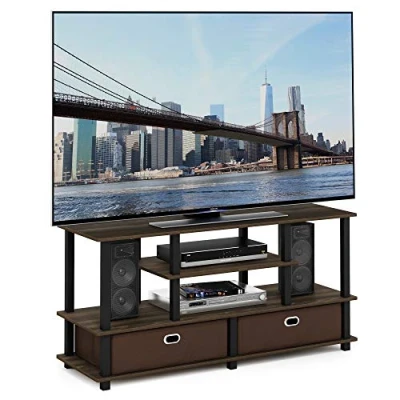 Afbeelding van Furinno JAYA Large Stand for up to 50 inch TV, Columbia Walnut/Black/Dark Brown