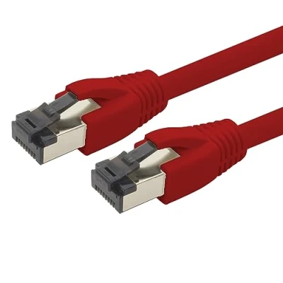 Afbeelding van 1aTTack.de 1,5m Cat 8 netwerkkabel CAT8 kabel rood 1 stuk Cat.8 LAN 2000 MHz 40 Gbit s 40GBase T Poe+ patchkabel ethernetkabel LSZH x 1,5 meter