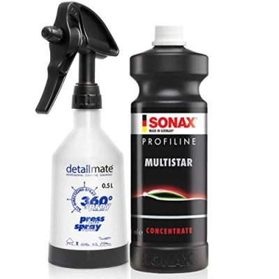 Afbeelding van detailmate Universele reiniger Basic 1 set: SONAX ProfiLine MultiStar 1L Made by Kwazar Mercury Super PRO+ 0,5 l spuitfles
