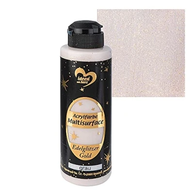Afbeelding van Ideen mit Herz Acrylverf Multisurface Edelglitter, universele verf op waterbasis, met edel glinsterende gouden glitter, 180 ml (grijs)