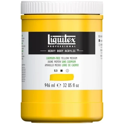Afbeelding van Liquitex 4413890 Professionele acrylverf voor zware carrosserie in kunstenaarskwaliteit met uitstekende lichtechtheid boterachtige consistentie, pot van 946 ml cadmiumvrij geel medium
