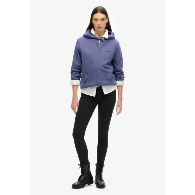 Afbeelding van Superdry Vrouwen Hoodie met Rits en Borgvoering Blauw Grootte: 44