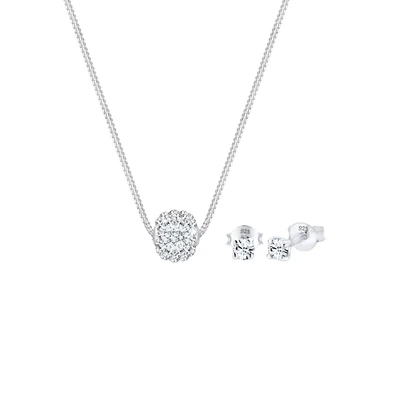 Afbeelding van Elli SET Kugel Kristalle Oorbellen, Dames, Maat: 45, Silber