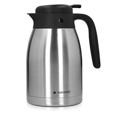 Afbeelding van Navaris RVS koffiekan Vacuüm geïsoleerde koffie, thee, vloeistof, drinkfles dispenser Warme en koude dranken horeca pot 1,5 liter